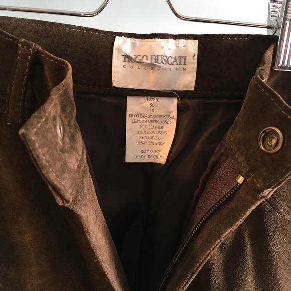 HUGO BUSCATI BRUSHED LEATHER PANTS - Picture 2 of 3